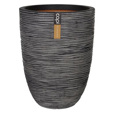 Capi Europe Pflanzgefäß Rib NL Elegant Anthrazit niedrig Ø 34 cm x 46 cm - Kunststoff
