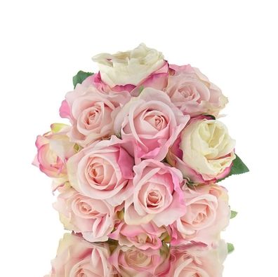 GASPER Rosenstrauß Rosa Töne & Creme 11 Stiele 36 cm - Kunstblumen