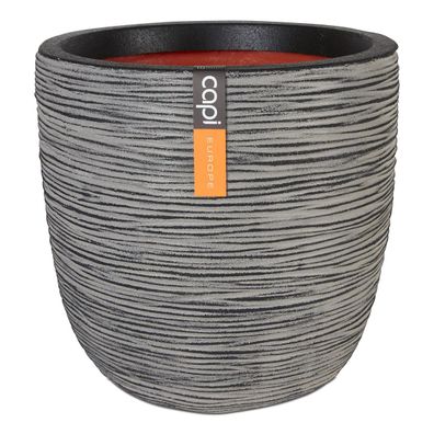 Capi Europe Übertopf Rib NL Kugel Anthrazit mit Isilierschicht Ø 43 cm - Kunststoff