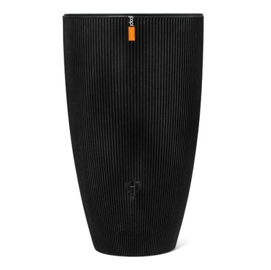 Capi Europe Regentonne Groove BE Schwarz mit Auslaufhahn 210 Liter Inhalt - Kunststof