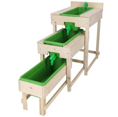 Esschert Design Kinder 3 Wassertische im Set Natur & Grün Gesamtlänge 152 cm - FSC® H
