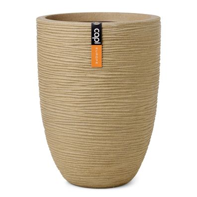 Capi Europe Pflanzgefäß Rib NL Elegant Beige niedrig Ø 34 cm x 46 cm - Kunststoff