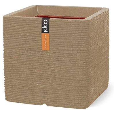 Capi Europe Pflanzgefäß Rib NL Quadratisch Beige 40 x 40 cm - Kunststoff