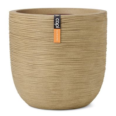 Capi Europe Übertopf Rib NL Kugel Beige mit Isilierschicht Ø 43 cm - Kunststoff