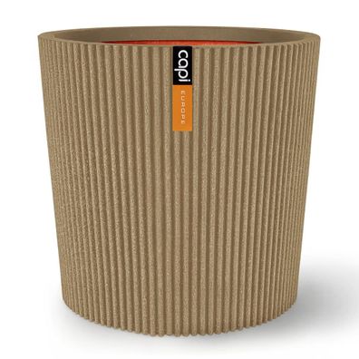 Capi Europe Pflanzgefäß Groove NL Konisch Beige mit Isolierschicht Ø 45 cm - Kunststo