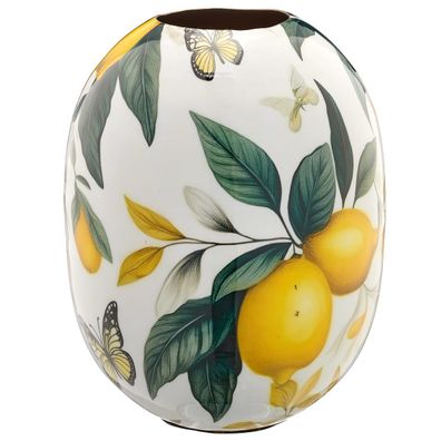 GASPER Lepuro Instyle Vase mit Zitronendekor Ø 18 x 24 cm - Metall