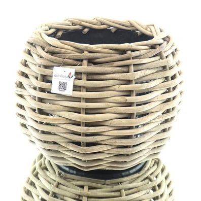 VAN DER LEEDEN DRYPOT® Rattan Tina Pflanzkübel Grau Ø 48 cm - Sylter Körbe