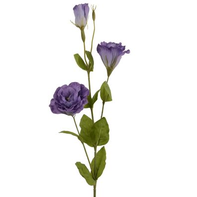 Everlands Eustoma - Lisianthus Violett gefüllt 2 Blüten & 1 Knospe 64 cm - Kunstblume