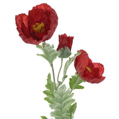 Everlands Riesenmohn Rot 2 Blüten & 1 Knospe Ø 12 cm 106 cm - Kunstblumen