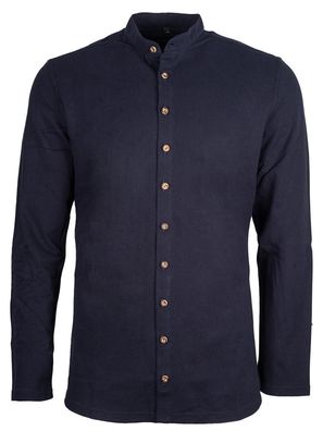 Trachtenhemd Kilian Pique marine - Größe: 39/40