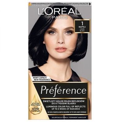 L'Oreal Paris Präferenz Haarfärbemittel 1 Napoli Schwarz - Intensive Color 50ml
