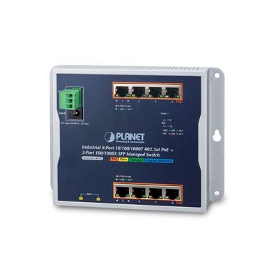 PLANET Industrial 8-Port 10/100/1000T 802.3at PoE + 2-Port