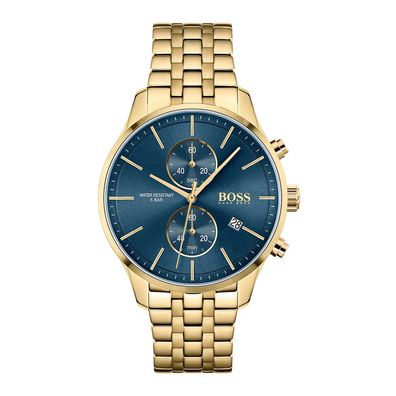 Boss Associate Chronograph 1513841 Herrenuhr Edelstahl Gold Neu OVP