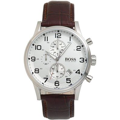 Boss Chrono Aeroliner Chronograph 1512447 Herrenuhr Edelstahl Silber Neu OVP