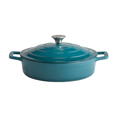 APS Bräter mit Deckel 5 STARS Gusseisen 28 cm 3 L induktionsgeeignet térkis