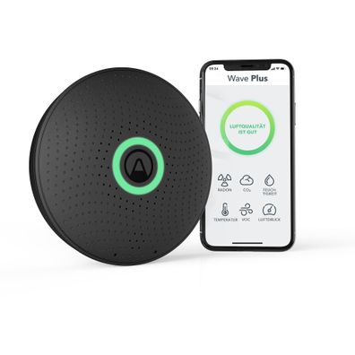 Airthings 2911 Wave Plus Black Edition Radon und Luftqualitätsmessgerät
