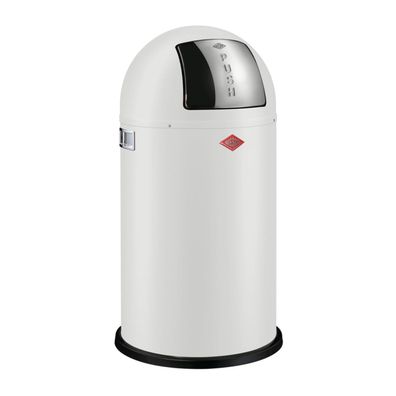 WESCO Pushboy Mélleimer 50 L weiß matt Stahlblech mit Edelstahlklappe