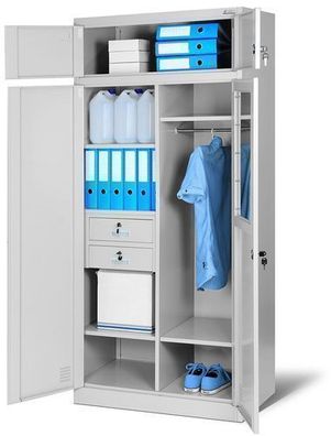 Mehrzweckschrank Aktenschrank Büroschrank Lagerschrank 185 cm x 90 cm x 50 cm Grau