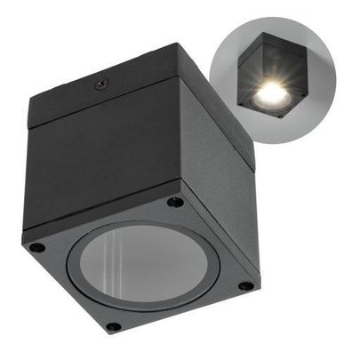 Outdoor-Gartenleuchte QUERK 1 schwarz rund GU10 Decke wasserdicht Deckenlampe