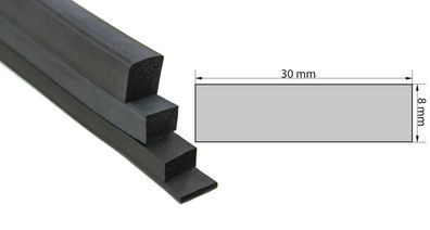 VKP8x30 Moosgummi EPDM - Vierkantprofil 8x30 mm Gummiprofil, Profilgummi, Rechteck