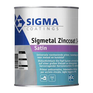 SIGMA Sigmetal Zinccoat 3in1 Satin 1 Liter Weiss Metallschutzlack Korrosionsschutz