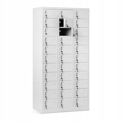 Schließfachschrank 3B11A, 33 Fächer, Metall, 185x90x45 cm, Grau