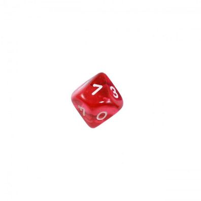 10-seitiger Würfel - Trapezoeder - W10 - 0-9 - transparent - rot