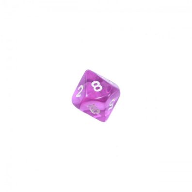 10-seitiger Würfel - Trapezoeder - W10 - 0-9 - transparent - lila
