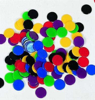 100 Spielchips in 6 Farben - 22 mm