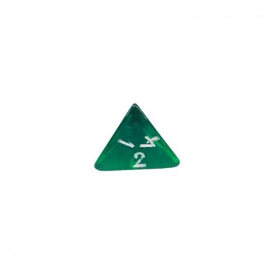 4-seitiger Würfel - Tetraeder - W4 - transparent - grün