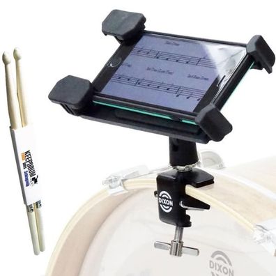 Dixon Tablet-Halter für Bass Drum mit Schlagzeugstöcken