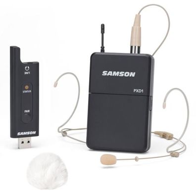 Samson Drahtlos-System XPD2 Headset-Mikrofon mit Windschutz Weiss
