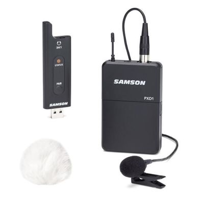 Samson Drahtlos-System XPD2 Lavalier-Mikrofon mit Windschutz Weiss