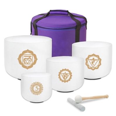 keepdrum Klangschalen-Set OM Gold 4-Chakren Set mit Zubehör