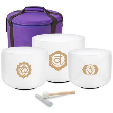 keepdrum Klangschalen-Set OM Pro Gold 3-Chakren Set mit Zubehör