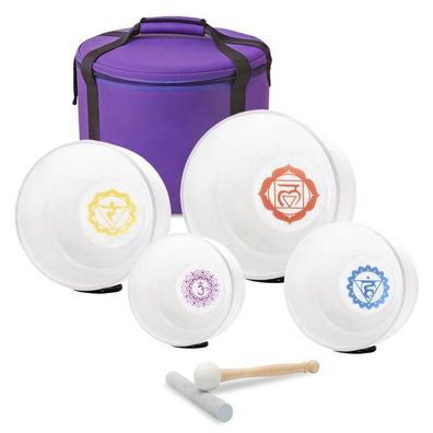 keepdrum Klangschalen-Set 4-Chakren Set farbig mit Zubehör