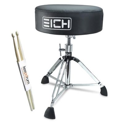 Eich Hocker DBC400R-VEL Subwoofer-Hocker Leder Extra Low mit Drumsticks