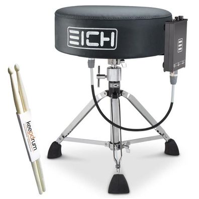 Eich Hocker DBC400R Subwoofer-Hocker Leder Komplett-Set mit Trommelstöcken