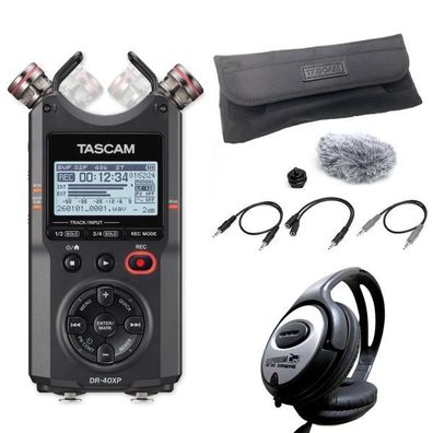 Tascam Audio-Recorder DR-40XP mit Kamera-Zubehörset und Kopfhörer