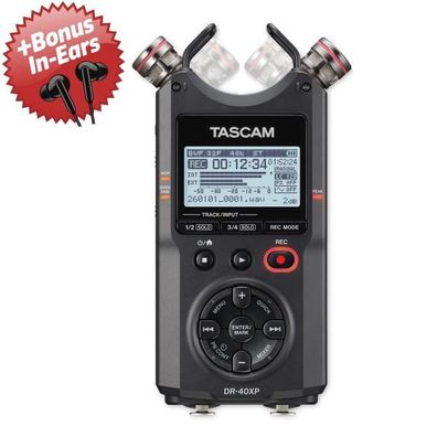Tascam Audio-Recorder DR-40XP + Bonus In-Ear Kopfhörer