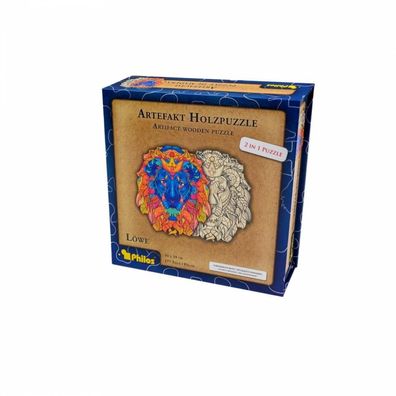 Artefakt Holzpuzzle 2 in 1 Löwe - 177 Teile - in magnetischer Klappschachtel