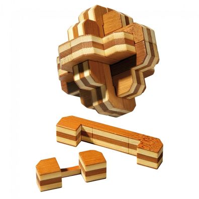 Blüten-Puzzle - Bambus - 12 Puzzleteile - Denkspiel - Knobelspiel - Geduldspiel