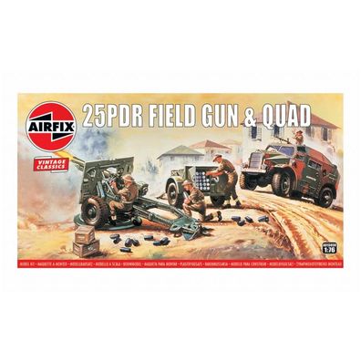 Airfix - 25PDR Field Gun and Quad - Vintage Classics - 1:76 - 71 Teile