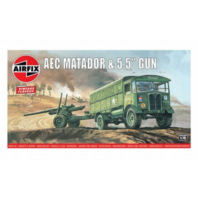 Airfix - AEC Matador/5.5inch Gun - Vintage Classics - 1:76 - 67 Teile