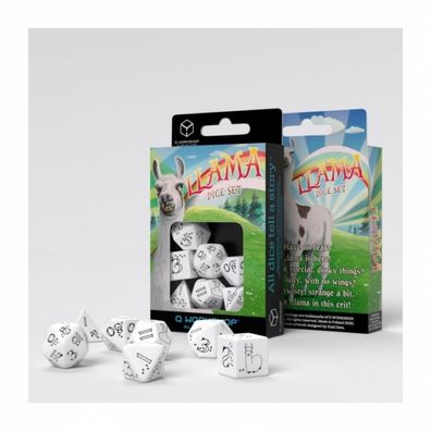 Bright Llama Dice White-Black (7) - englisch