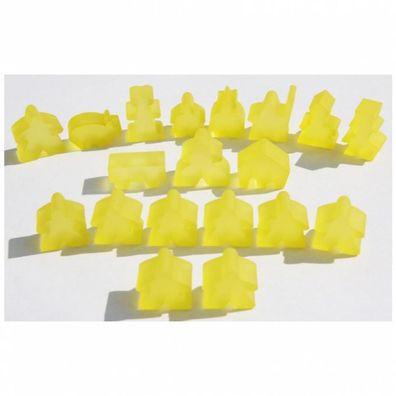 Carcassonne - Meeple - 19er-Set (komplettes Spielfiguren-Set) - FROZEN Gelb