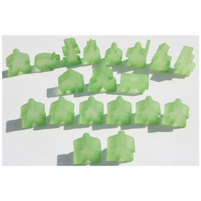 Carcassonne - Meeple - 19er-Set (komplettes Spielfiguren-Set) - FROZEN Hellgrün