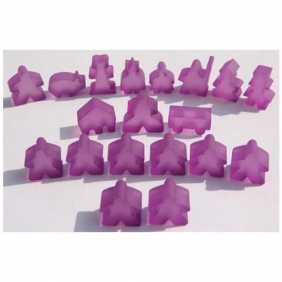 Carcassonne - Meeple - 19er-Set (komplettes Spielfiguren-Set) - FROZEN Lila
