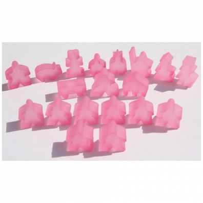 Carcassonne - Meeple - 19er-Set (komplettes Spielfiguren-Set) - FROZEN Rosa