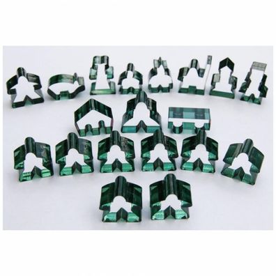 Carcassonne - Meeple - 19er-Set (komplettes Spielfiguren-Set) - Transparent DunkelgrÃ